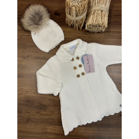 ABRIGO PUNTO MÁS GORRO POMPON PELO, JULIANA