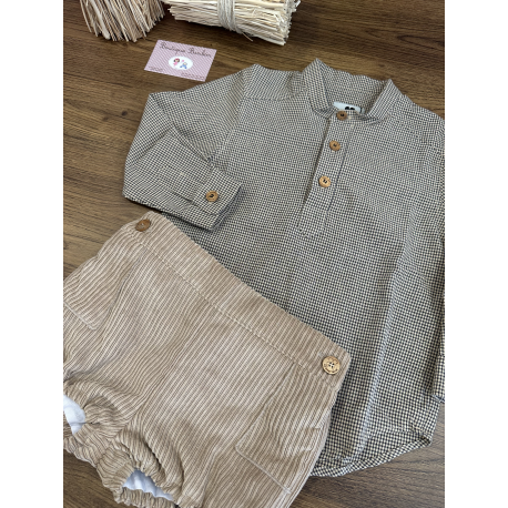 BOMBACHO NIÑO MÁS CAMISA M/L CUADROS , LA MARTINICA