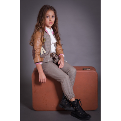 CAZADORA NIÑA BIKER MARRON , KAULI