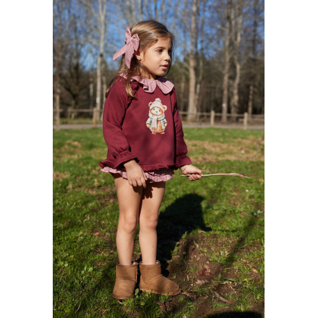 SUDADERA NIÑA GRANATE MÁS BRAGA TELA , LA MARTINICA
