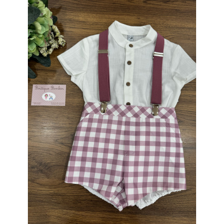 CONJUNTO BEBE MANGA CORTA CON TIRANTES , MARTA Y PAULA