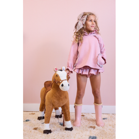 SUDADERA NIÑA ROSA VOLANTITOS MÁS BRAGA FELPA , LA MARTINICA