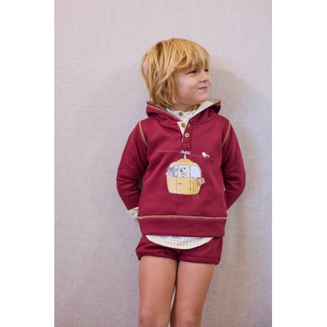 SUDADERA NIÑO GRANATE MÁS BOMBACHO FELPA , LA MARTINICA