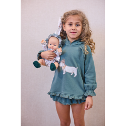 SUDADERA NIÑA VERDE PERRITO MÁS BRAGA FELPA , LA MARTINICA