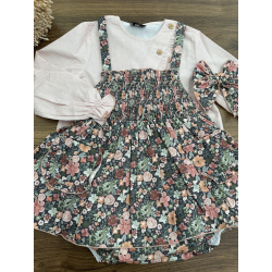 RANITA FLORES FLUNCE MÁS BLUSA CRUZADA CUADROS , LA MARTINICA