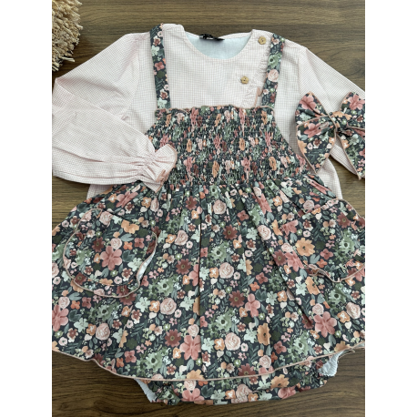 RANITA FLORES FLUNCE MÁS BLUSA CRUZADA CUADROS , LA MARTINICA