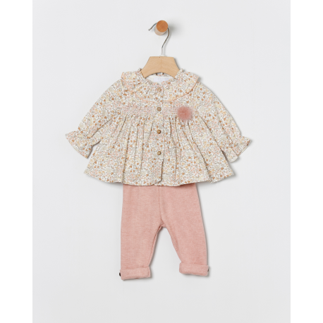CONJUNTO BEBE ,LEGUIN MÁS CAMISA FLORES , COCO ACQUA