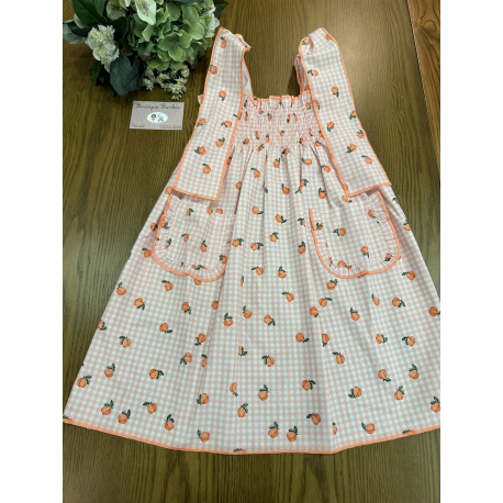 VESTIDO ELÁSTICO VICHY-MELOCOTONES , MON PETIT