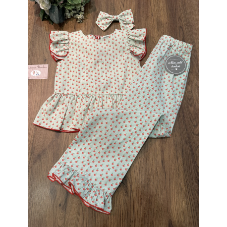 CAMISA MÁS PANTALÓN VICHY/MANZANAS , MON PETIT