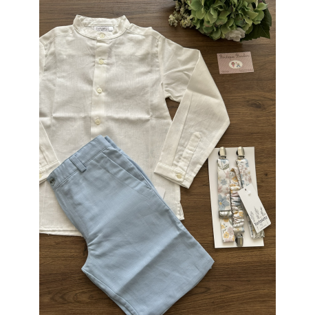 CAMISA PEKIN MÁS PANTALÓN JORGE AZUL , TARTALETA