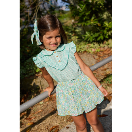 FALDA/PANTALÓN DE FLORES MÁS BLUSA BICHY CORTE PICO , LA MARTINICA