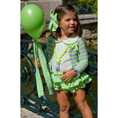 BRAGUITA VICHY MÁS BLUSA RAYAS FLORES BORDADAS , LA MARTINICA