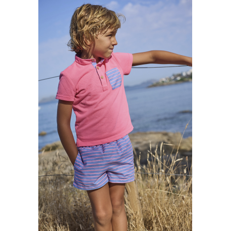 BOXER ALGODÓN RAYAS MÁS POLO NIÑO , LA MARTINICA