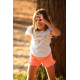 CAMISETA NIÑA MÁS SHORT FELPA CORAL/CELESTE MIKONOS , EVA CASTRO