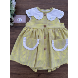 VESTIDO BORDADO MÁS CULOTE DULCE LIMA , VALENTINA BEBES