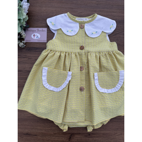 VESTIDO BORDADO MÁS CULOTE DULCE LIMA , VALENTINA BEBES