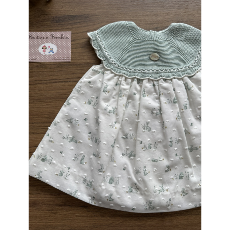 VESTIDO BEBE PUNTO/TELA , MARTIN ARANDA