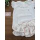 CAMISETA MÁS BRAGUITA BAMBULA BLANCA FLORES ROSA , PIO PIO