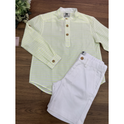 PANTALÓN CORTO BLANCO MÁS C.M/LARGA RAYAS FLÚOR , LA MARTINICA