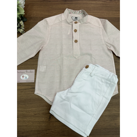 PANTALÓN CORTO ROSA MÁS C.MANGA LARGA RAYAS ROSA , LA MARTINICA