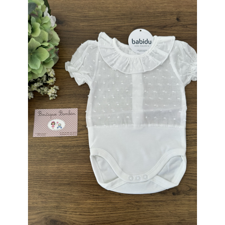 BODY PLUMETI C/VOLANTE M/C BLANCO , BABIDU