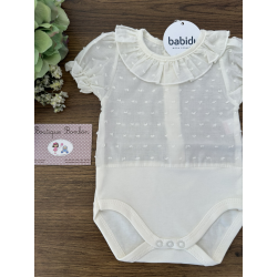 BODY PLUMETI C/VOLANTE M/C BEIGE , BABIDU
