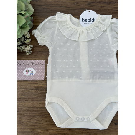 BODY PLUMETI C/VOLANTE M/C BEIGE , BABIDU