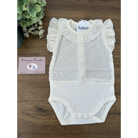 BODY PLUMETI C/VOLANTE S/M BEIGE , BABIDU