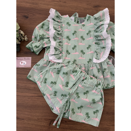 CAMISA NIÑA MÁS SHORT PALMERAS , MON PETIT