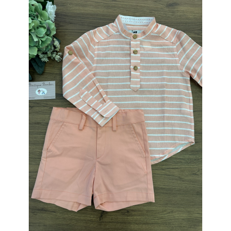 PANTALÓN CORTO MÁS C.M/LARGA RAYA CORAL-CRUDA , LA MATINICA