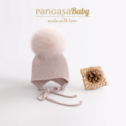 GORRO OREJERO POMPON ROSA EMPOLVADO , PANGASA