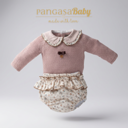 CONJ. BRAGUITA VINTAGE VOLANTE ROSA VINTAGE , PANGASA