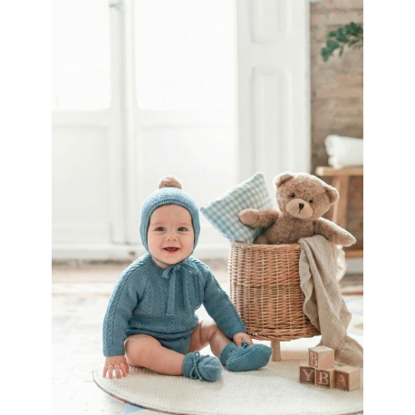 CONJUNTO 4PIEZAS BRAGA PUNTO CANESÚ MENGUADO PATUCOS Y GORRO POMPON"ZAFIRO WINTER" , MAC ILUSIÓN