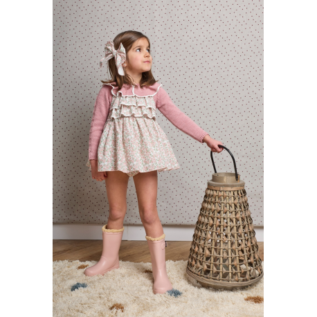 RANITA FLORES MÁS JERSEY 3/4 ROSA CUELLO PUNTILLA , LA MARTINICA