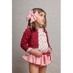 BRAGA VOLANTES MÁS BLUSA FLORES Y CHAQUETA 3/4 BODOQUES GRANATE , LA MARTINICA