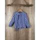 CAMISA NIÑA VICHY AZULINO LAZO MÁS FALDA/PANTALON VICHY AZULINO , MON PETIT