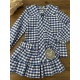 CAMISA NIÑA VICHY AZULINO LAZO MÁS FALDA/PANTALON VICHY AZULINO , MON PETIT
