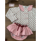 BRAGA VOLANTES MÁS BLUSA FLORES Y CHAQUETA 3/4 BODOQUES GRANATE , LA MARTINICA
