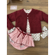 BRAGA VOLANTES MÁS BLUSA FLORES Y CHAQUETA 3/4 BODOQUES GRANATE , LA MARTINICA