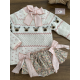 BRAGA VOLANTES FLORES MÁS BLUSA VICHY Y CHAQUETA 3/4 RAYAS , LA MARTINICA