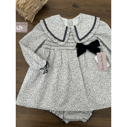 VESTIDO CON NIDO DE ABEJA MÁS CUBRE , VALENTINA BEBES