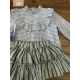 CAMISA NIÑA VICHY CELESTE VOLANTE MÁS FALDA/PANTALON RAYAS VERDE/CELESTE , MON PETIT