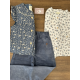 BLUSA MUSELINA BLANCA FLORAL CON VOLANTE MÁS CHALECO AZUL FLORAL VOLANTES HOMBROS Y PANT.PANA AZUL BORD.FLOR ,DADATI