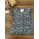 BLUSA MUSELINA BLANCA FLORAL CON VOLANTE MÁS CHALECO AZUL FLORAL VOLANTES HOMBROS Y PANT.PANA AZUL BORD.FLOR ,DADATI
