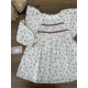 VESTIDO BEIGE CON VOLANTES T PUNTILLA EN ROSA , DADATI