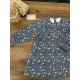 VESTIDO AZUL DE FLORES Y SMOCK EN LOS PUÑOS , DADATI