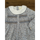VESTIDO FLORAL AZUL CON NIDO DE ABEJA , DADATI