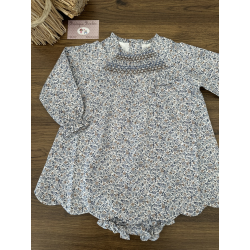 VESTIDO BB CON NIDO DE ABEJA Y BRAGUITA A JUEGO , DADATI