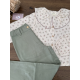 BLUSA FLORES CON CUELLO BABERO CON VOLANTE MÁS PANT. LARGO VERDE , DADATI