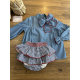 BRAGA VOLANTES NIDO MÁS BLUSA VAQUERA Y CHAQUETA 3/4 RAYAS ROJAS-CRUDA , LA MARTINICA